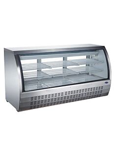 Zanduco 64" 620L Curved Glass Refrigerated Floor Display Case with Stainless Steel Exterior