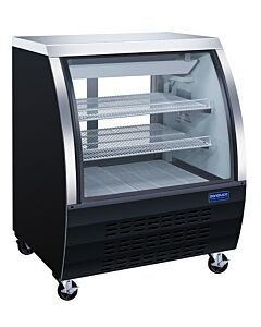 Zanduco 36" 2-Shelves Black Coated Steel Floor Refrigerated Display Case with 328L Capacity - 115V - USA