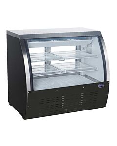 Zanduco 36" 328L Curved Glass Refrigerated Floor Display Case with Stainless Steel Exterior Black