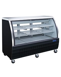 Zanduco Scratch and Dent 64" 620L Curved Glass Refrigerated Floor Display Case with Stainless Steel Exterior Black - CA