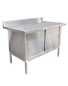 Zanduco 30" x 60" Stainless Steel Enclosed Worktable with Cabinet, Sliding Doors - Knockdown
