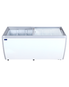 Zanduco 71" 2-Door Ice Cream Display Chest Freezer with Flat Glass Top and 566L Capacity - 110V - USA