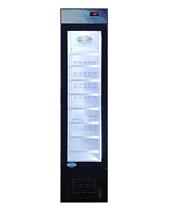 Zanduco 16.5" Single Glass Door Reach-in Merchandiser Freezer - 105L, Black - USA