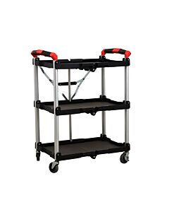 Omcan 3 Tier Black Folding Utility Cart - 220 lbs Capacity