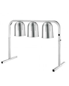 Omcan Commercial Food Heat Lamp Portable Electric Food Warmer 3-Bulb Freestanding, Silver- 750W, 110V