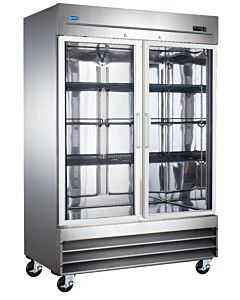 Zanduco 54" Two Swing Glass Door Stainless Steel Reach-In Refrigerator with 1330L Capacity - 115V, 1/3 HP - USA