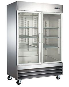 Zanduco 54" Two Swing Glass Door Stainless Steel Reach-In Refrigerator