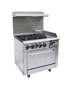 Zanduco 36" Commercial Range Oven w/ 12" Griddle and 4 Burners – Natural Gas - 171,000 BTU