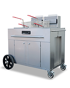 Omcan Double Tank Outdoor Portable Floor Fryer 35-40 lb. Capacity Liquid Propane - 186,000 BTU - CA
