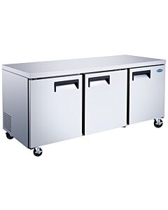 Zanduco 72" Stainless Steel 3-Door Undercounter Refrigerator with 440L Capacity - 115V, 1/5 HP - CA