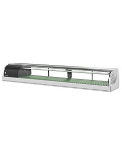 Hoshizaki HNC-180BA-L-SLH Curved Glass Refrigerated Sushi Display Case 70.9" - Left Side Compressor, Half Glass Doors