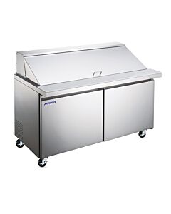 Aurora 60" Mega Refrigerated Prep Table with 2 Doors and 16.6 cu.ft. Capacity - 115V, 504W