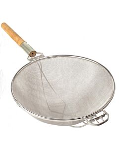 Omcan 10.5" Stainless Steel Mesh Strainer with Reinforced Double Mesh - Round Handle - USA