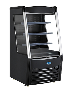 Zanduco 28" Open Refrigerated Self-Serve Display Case with 260L Capacity - Black - USA