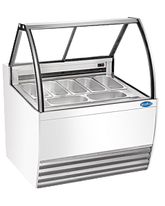 Zanduco 41" White Gelato Display Showcase with 7 Pans and Flat Sneeze Guard - 110-120 V, 1300 W - CA