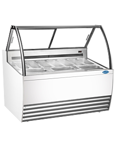 Zanduco 55" White Gelato Display Showcase with 10 Pans and Flat Sneeze Guard - 110-120 V, 1500 W - CA