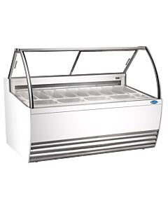 Zanduco 69.5" White Gelato Display Showcase with 13 Pans and Flat Sneeze Guard - 110-120 V, 1500 W - CA