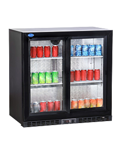 Zanduco 35" Two Sliding Glass Door Back Bar Beverage Cooler with 208L Capacity - 110V, 137W