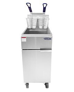 Atosa ATFS-40 Heavy Duty Stainless Steel Deep Floor Fryer 40LB Capacity Natural Gas or Liquid Propane - 102,000 BTU