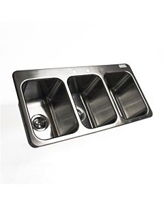 BK Resource Three Compartment Drop In Stainless Steel Sink with 10" X 10" X 14" Bowl