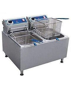 Globe PF32E-C - 32 lb. Electric Countertop Fryer - Two 16 lb. Tanks - 208-240v