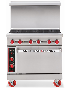 American Range AR-6 36" Heavy Duty Range 6 Burner Stove Top and Standard Oven Liquid Propane - 227,000 BTU - CA