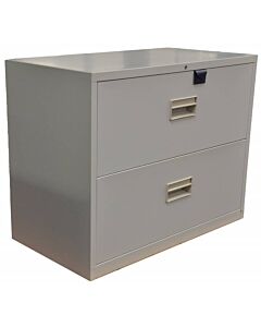 Omcan Light-Gray Legal Lateral File Cabinet with Two Drawers