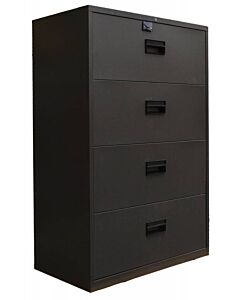 Omcan Black Legal Lateral File Cabinet with Four Drawers - 30"