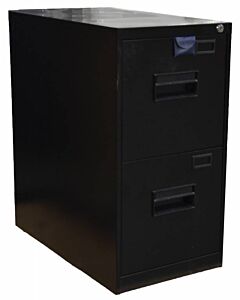 Omcan Black Letter Vertical File Cabinet with Two Drawers