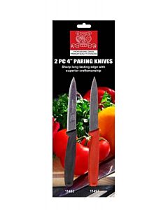 Omcan 4" Paring Knife Set - 1 Straight Edge & 1 Waved Edge