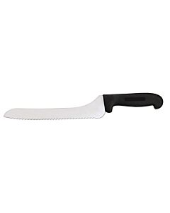 Omcan 9" Slicer Offset Serrated Blade Knife with Black Polypropylene Handle - USA