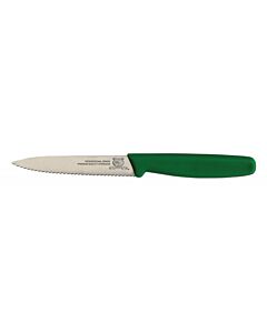 Omcan 4" Serrated Paring Knife with Polypropylene Handle - Green - CA