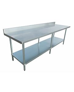 Zanduco 24" x 96" Heavy Duty All Stainless Steel Worktable with Backsplash and Undershelf - CA