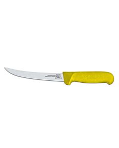 Omcan 6" Curved Blade Boning Knife with Yellow Super Fiber Handle - USA