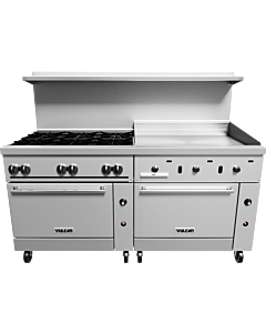 Vulcan Endurance Series 72" Gas Range with One Standard and One Convection Ovens, 8 Burners, and 24" Thermostatic Griddle