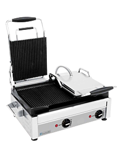 Eurodib SFE02365 Large Commercial Double Panini Grill All Ribbed 3200W - 240V - CA