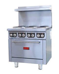 Omcan 36" Commercial Electric Range with 4 Burners and Standard Oven - 208V - CA