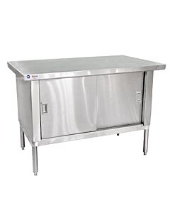 Zanduco 30" x 72" Stainless Steel Enclosed Worktable with Cabinet, Sliding Doors - Knockdown