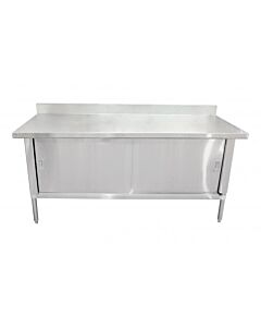 Zanduco 30" Depth Stainless Steel Enclosed Worktable with Cabinet, Sliding Doors, and Backsplash-Knockdown