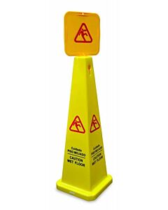 Omcan Square Caution Cone - English/Spanish Yellow