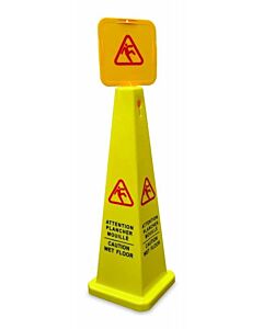 Omcan Square Caution Cone - English/French Yellow