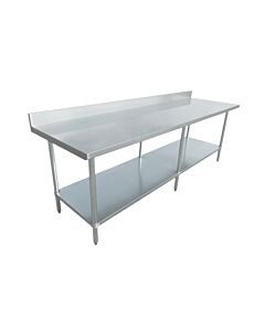 Zanduco Stainless Steel Worktable 24" X 84" with 5" Backsplash and Undershelf - Heavy-Duty