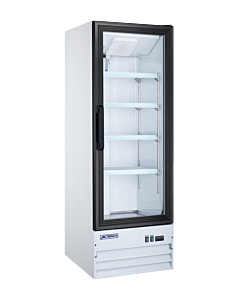 Aurora 22" White Single Glass Door Reach-In Merchandiser Refrigerator with 240L Capacity - 120V, 186W - USA