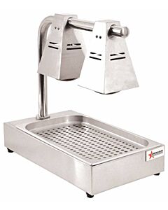 Omcan Commercial Fry Dump Holding Station Portable Electric Food Warmer 2 Bulbs Freestanding with Tray – 550W, 110V