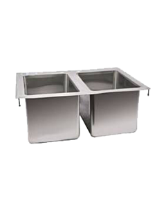 Zanduco 10" x 14" x 10" Stainless Steel 2-Tub Drop In Sink with Flat Top