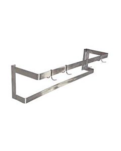 Omcan Stainless Steel Wall-Mounted Pot Rack -48" with 4 Pc Plated Pot Hooks