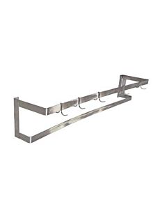 Omcan Stainless Steel Wall-Mounted Pot Rack -60" with 5 Pc Plated Pot Hooks