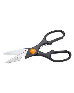Winco KS-01 11" Stainless Steel Kitchen Shears with Black Plastic Handles - USA