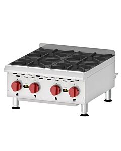 Zanduco Countertop Stainless Steel Gas Hot Plate with 4 Burners Natural Gas with Propane Conversion Kit - 88,000 BTU - CA