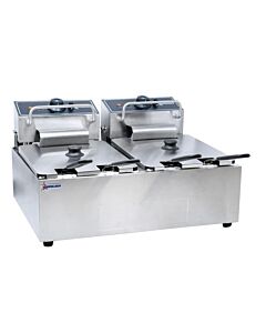 Omcan 6 Qt (7 Liters) Double Countertop Electric Fryer – 110V, 1Ph, 1350W (x2)